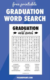 Free Printable Graduation Word Search - Pjs and Paint