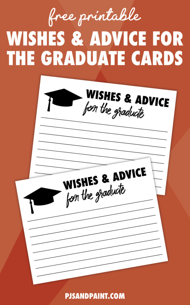 Free Printable Wishes and Advice for the Graduate Cards Pjs and Paint