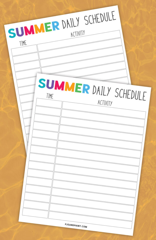 Free Printable Summer Planner and Summer Schedule Template