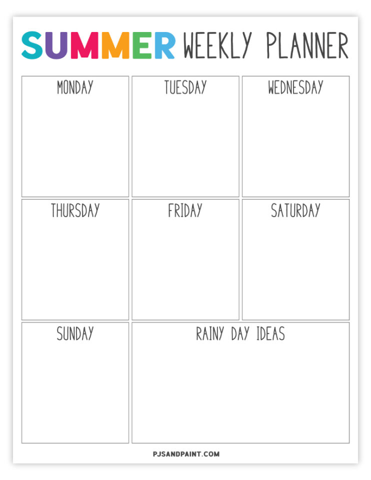 Free Printable Summer Planner and Summer Schedule Template