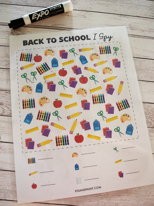 Free Printable Back to School I Spy - Pjs and Paint