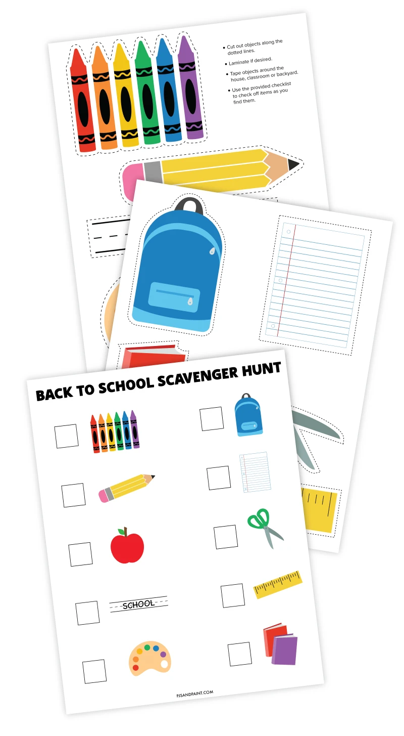 back to school scavenger hunt free printable