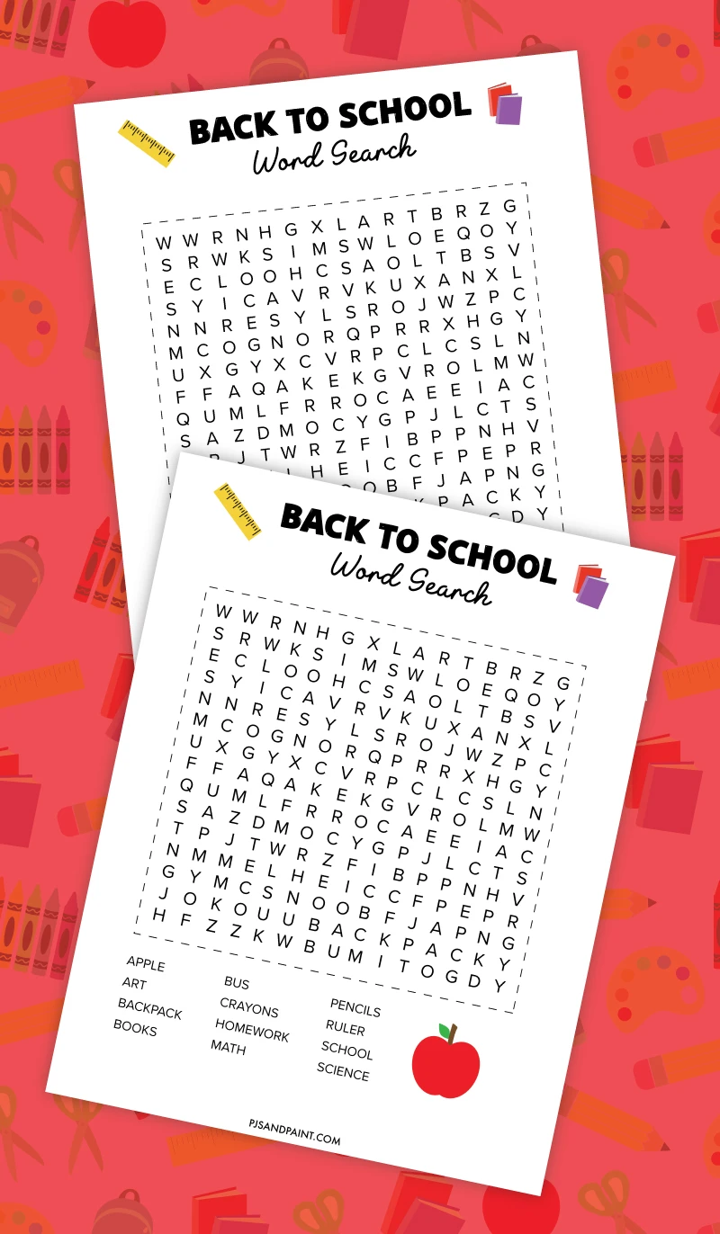 back to school word search