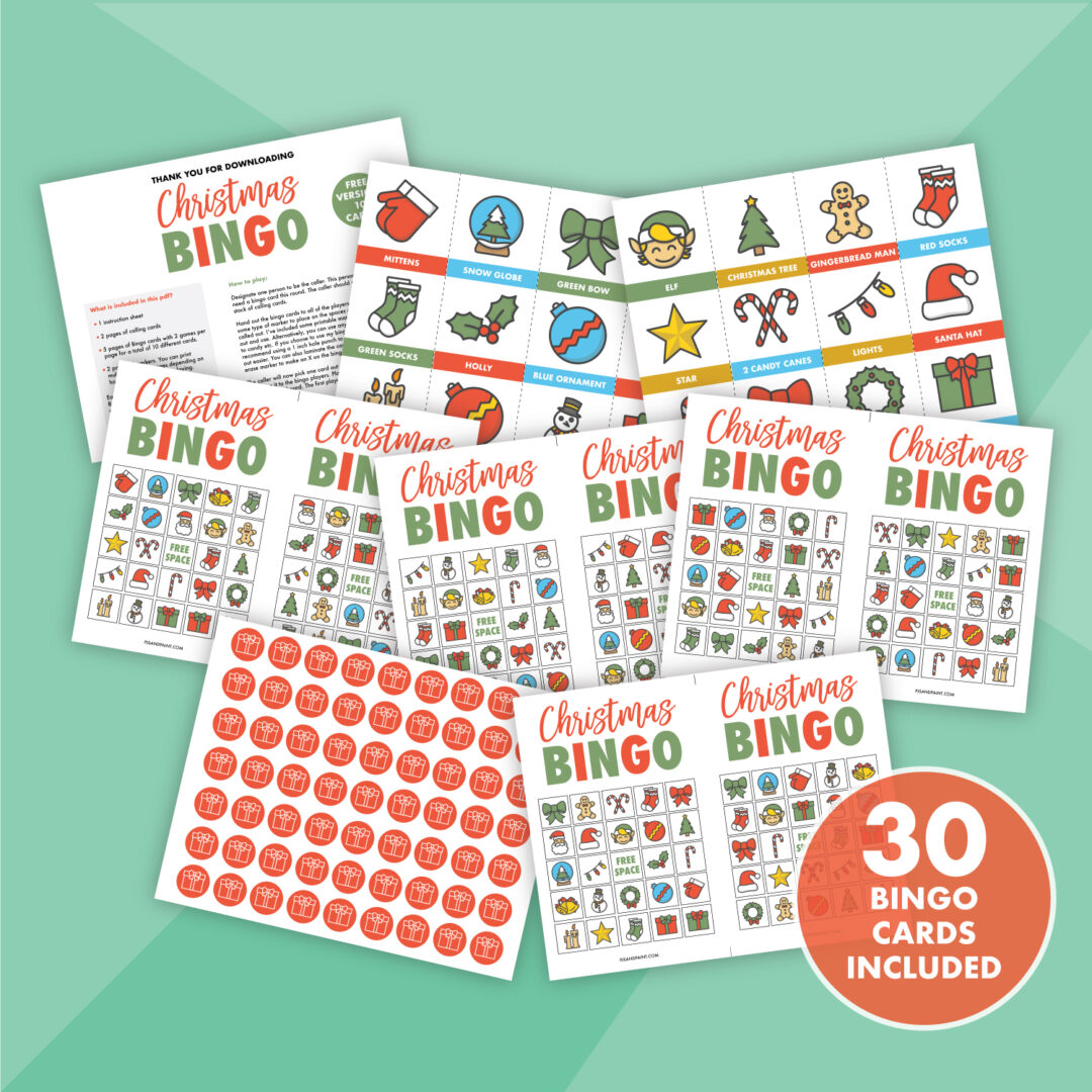 Free Printable Christmas Bingo Game Pjs and Paint