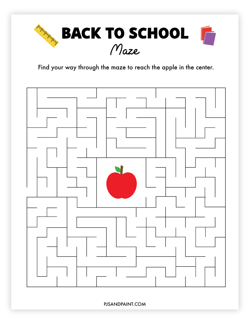 free printable back to school maze