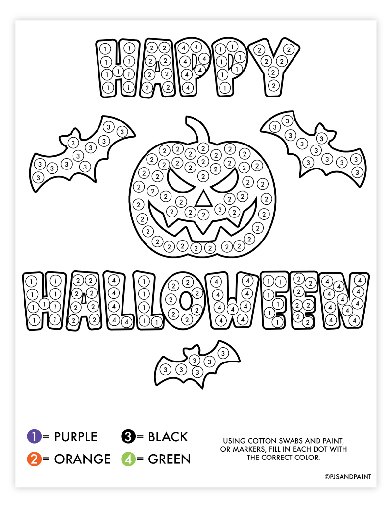 Halloween Dot Painting Page Free Printable Activity Halloween Dot Painting Page Free Printable Activity