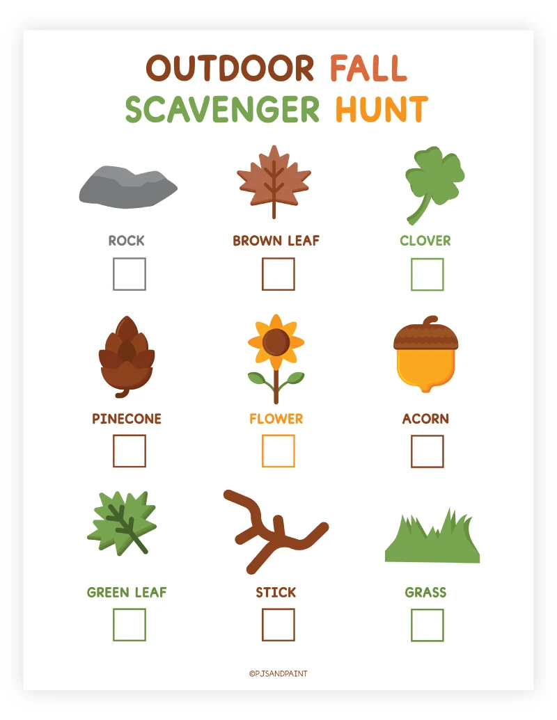 outdoor fall scavenger hunt