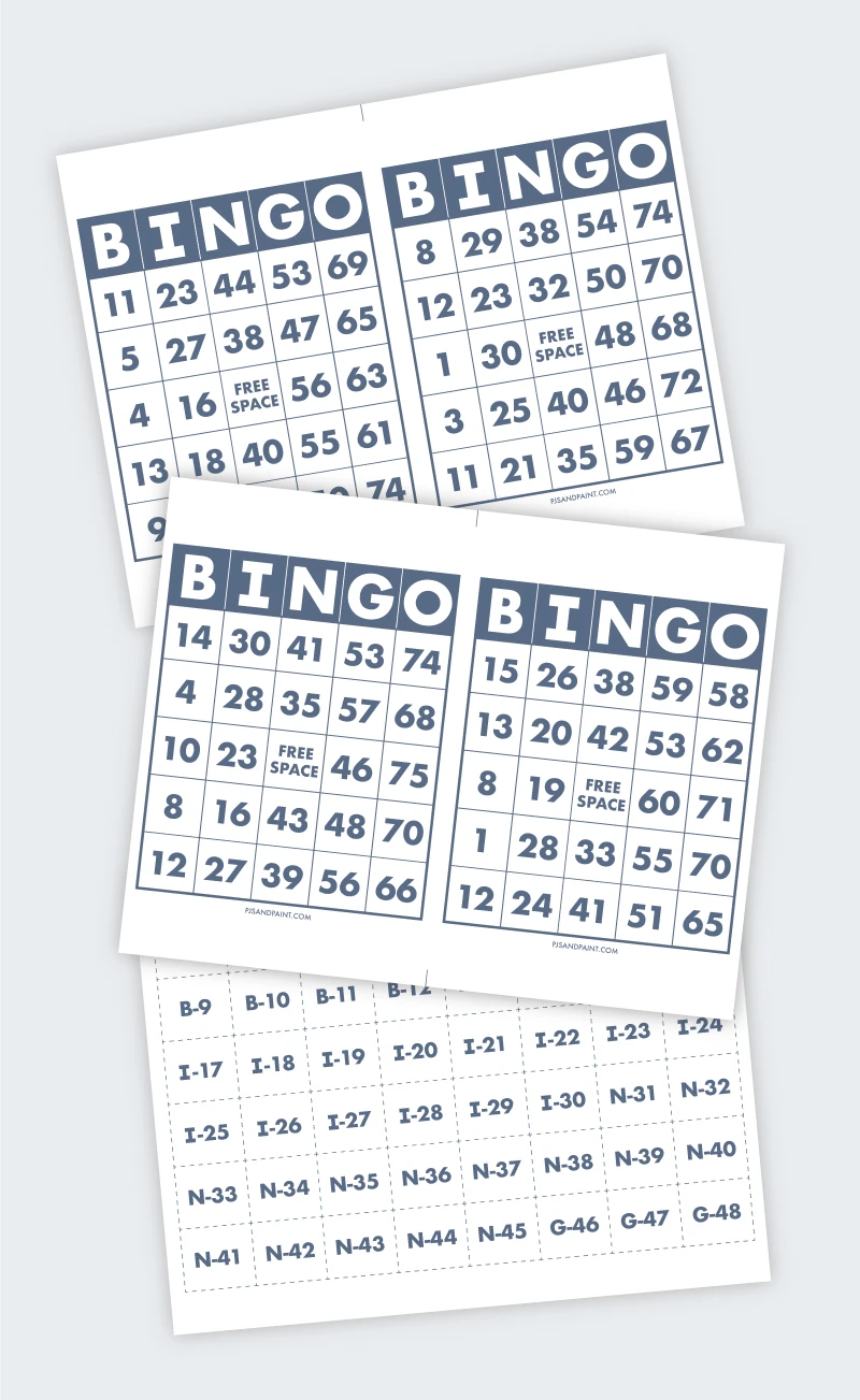 Free Printable Bingo Cards - Pjs and Paint