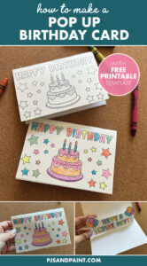 How to make a pop up birthday card - Free printable - Pjs and Paint