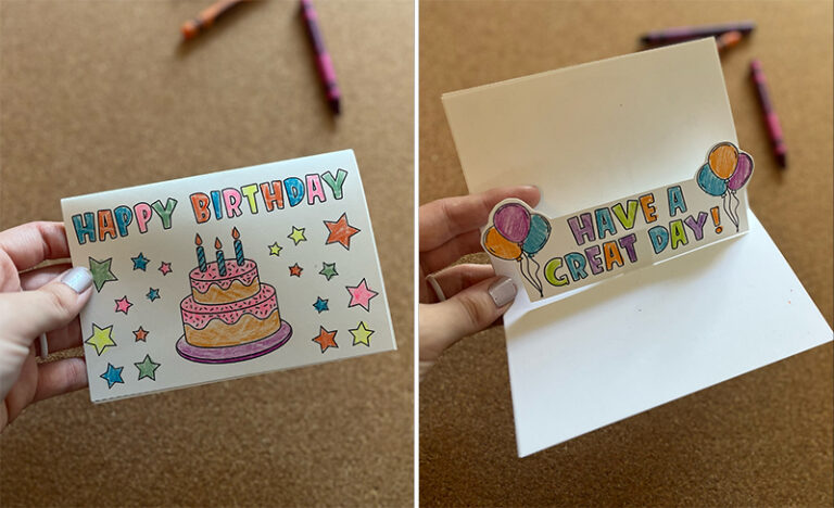 How to make a pop up birthday card - Free printable - Pjs and Paint