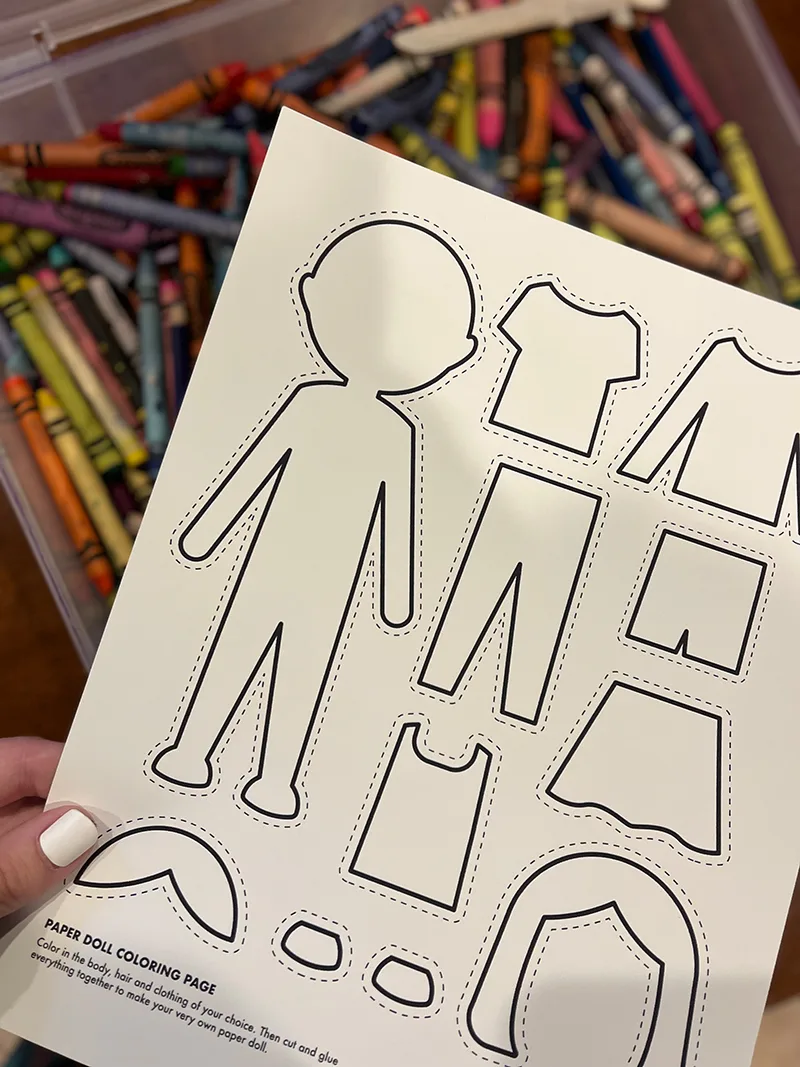 Free Printable Paper Doll Coloring Page - Pjs and Paint