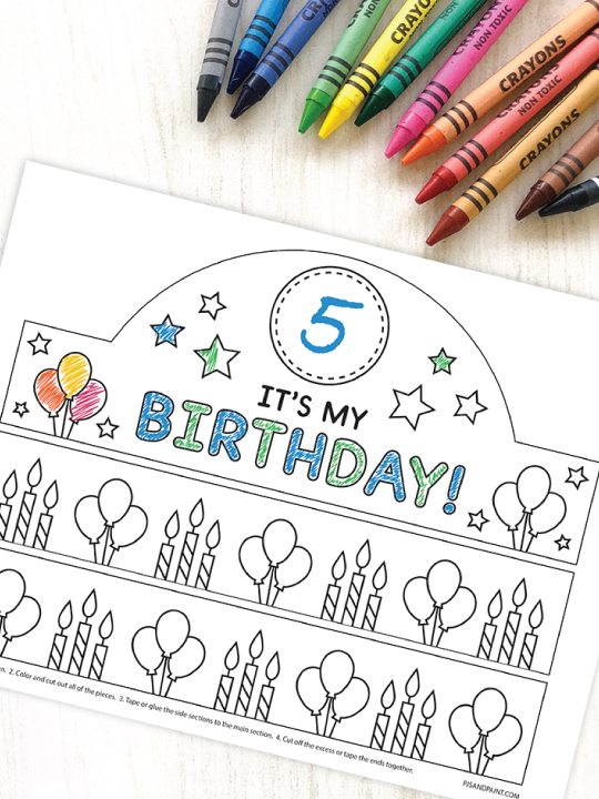 Free Printable Birthday Crown Pjs and Paint