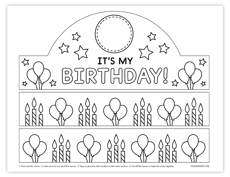 Birthday Paper Crown Printable Party Coloring Costume Craft