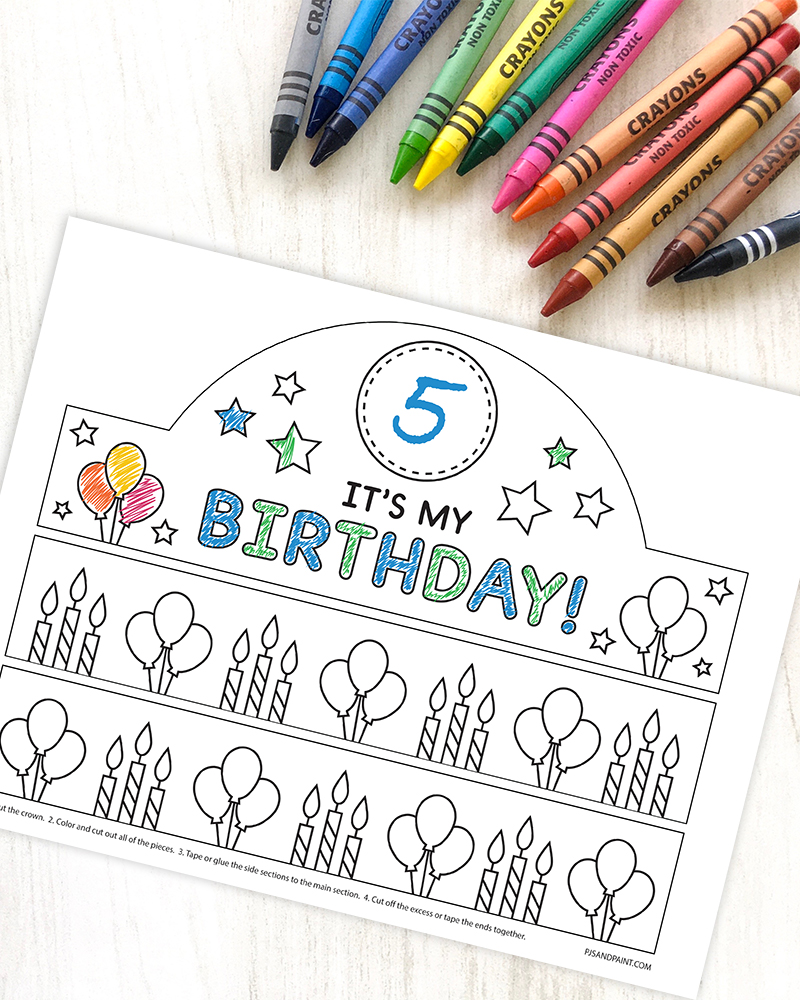 printable birthday crown coloring page