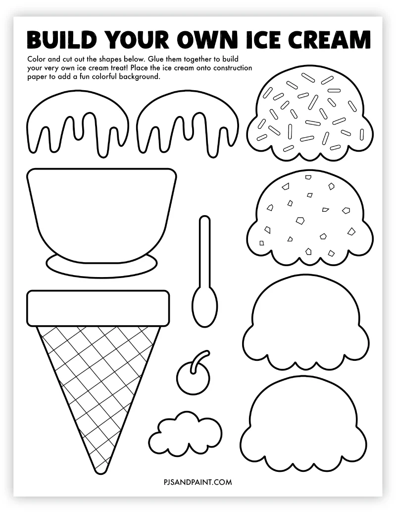 Build Your Own Ice Cream Free Printable Craft Pjs and Paint