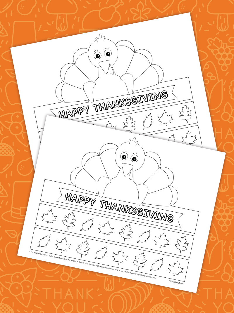 Thanksgiving Turkey Paper Crown Printable Coloring Craft Activity