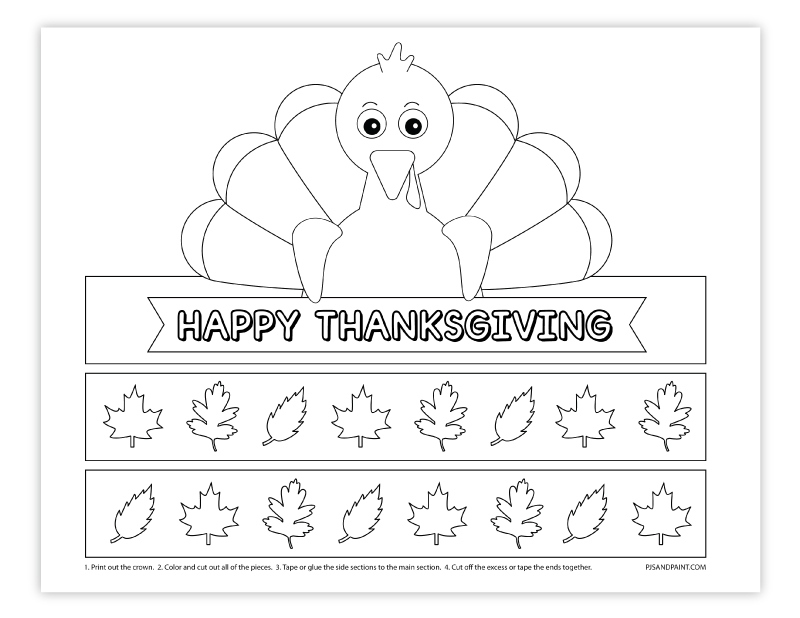 Thanksgiving Turkey Paper Crown Printable Coloring Craft Activity