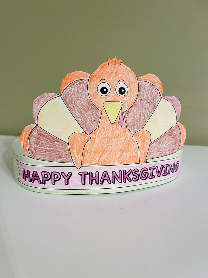 Thanksgiving Turkey Paper Crown Printable Coloring Craft Activity