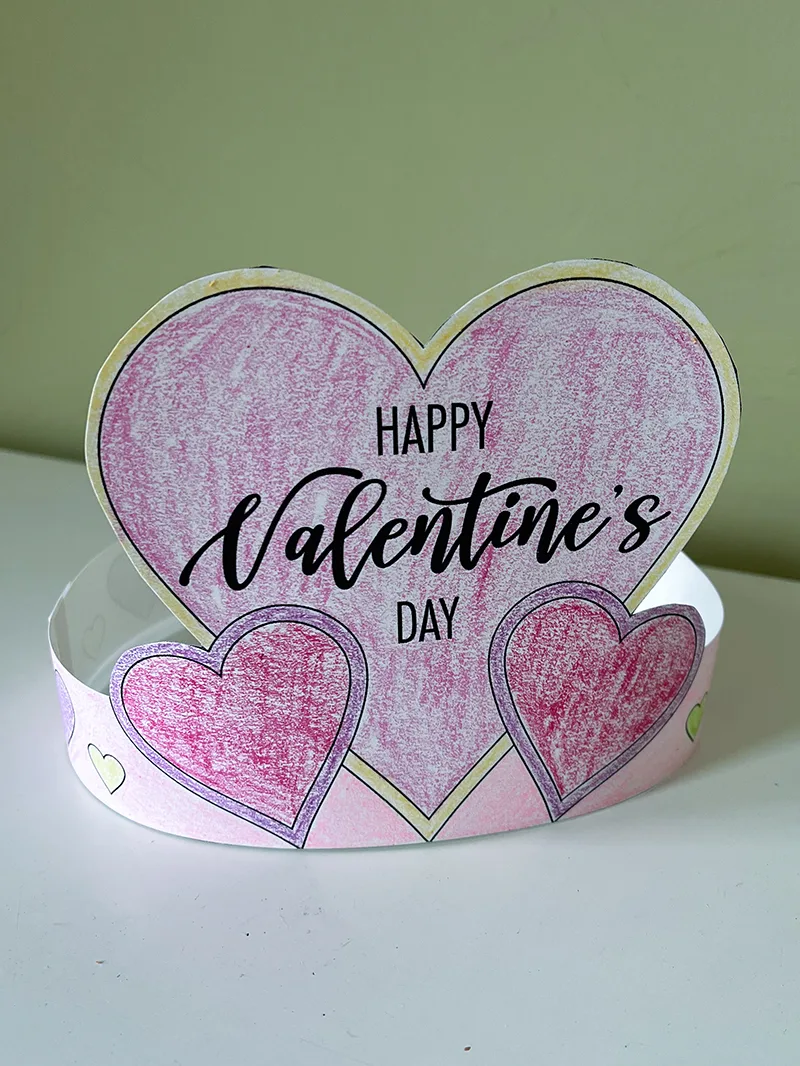 Happy Valentine's Day Paper Crown Printable Coloring Craft