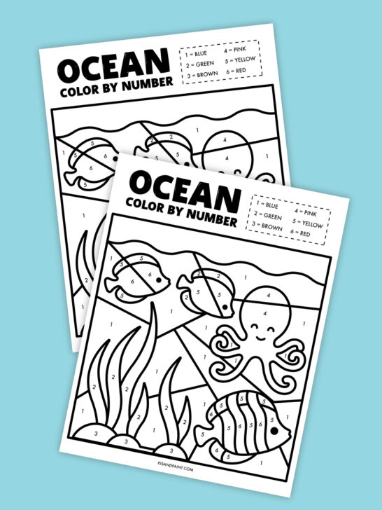 Free Printable Ocean Color by Number Worksheet - Pjs and Paint