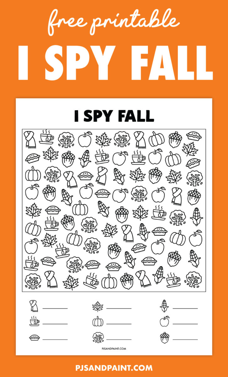 Free Printable Fall I Spy Game for Kids - Pjs and Paint