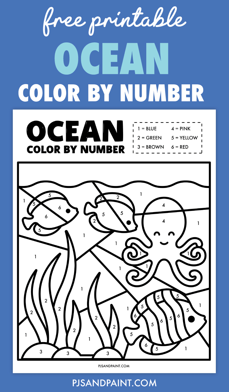 free printable ocean color by number