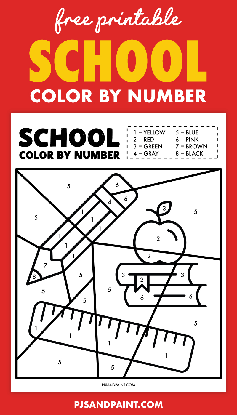 free printable school color by number worksheet