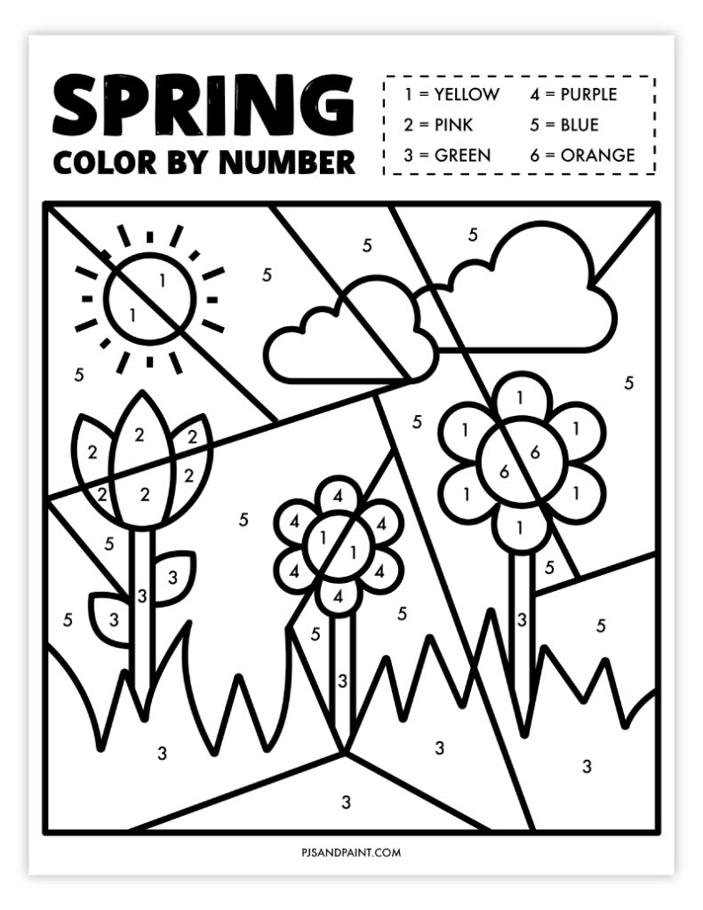 free printable spring color by number