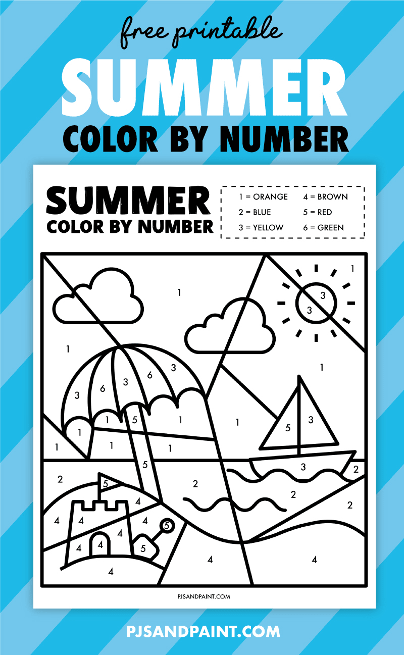 Free Printable Spring Color By Number Worksheet - Pjs and Paint