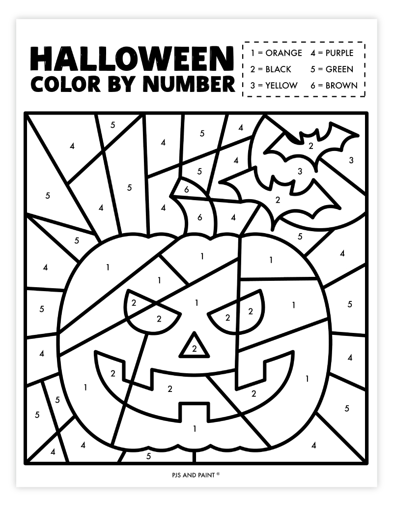 halloween color by number free printable