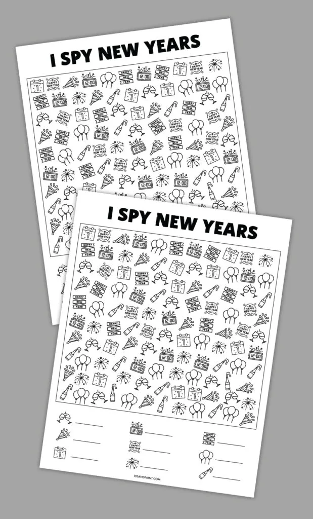 I spy New Years printable