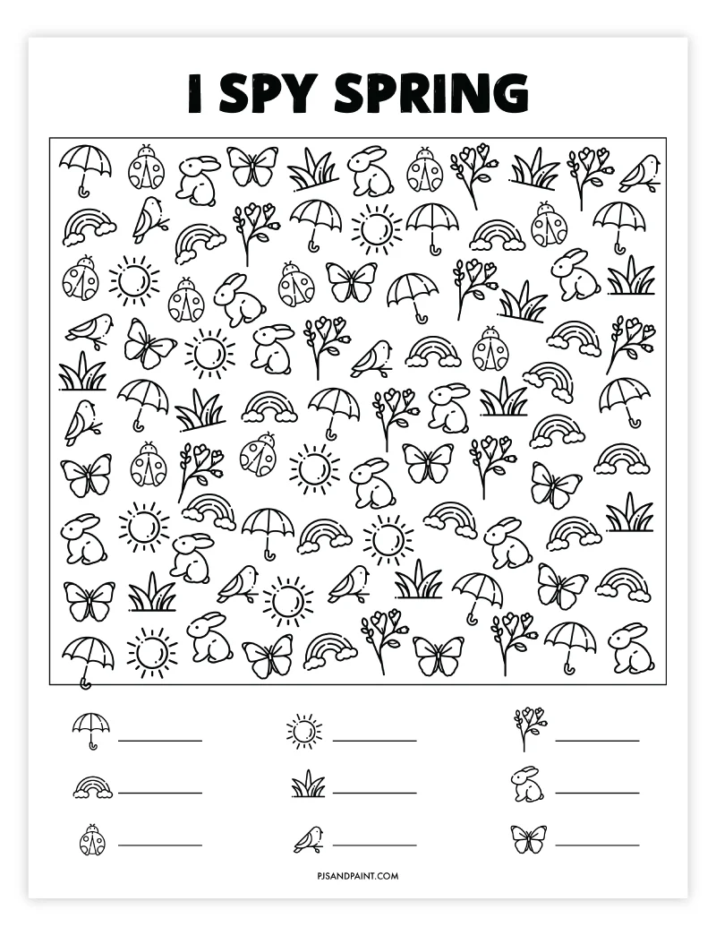 Free Printable Spring I Spy Pjs And Paint Free Printable Spring I Spy Pjs And Paint