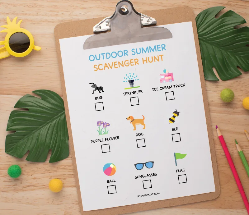 outdoor summer scavenger hunt mockup