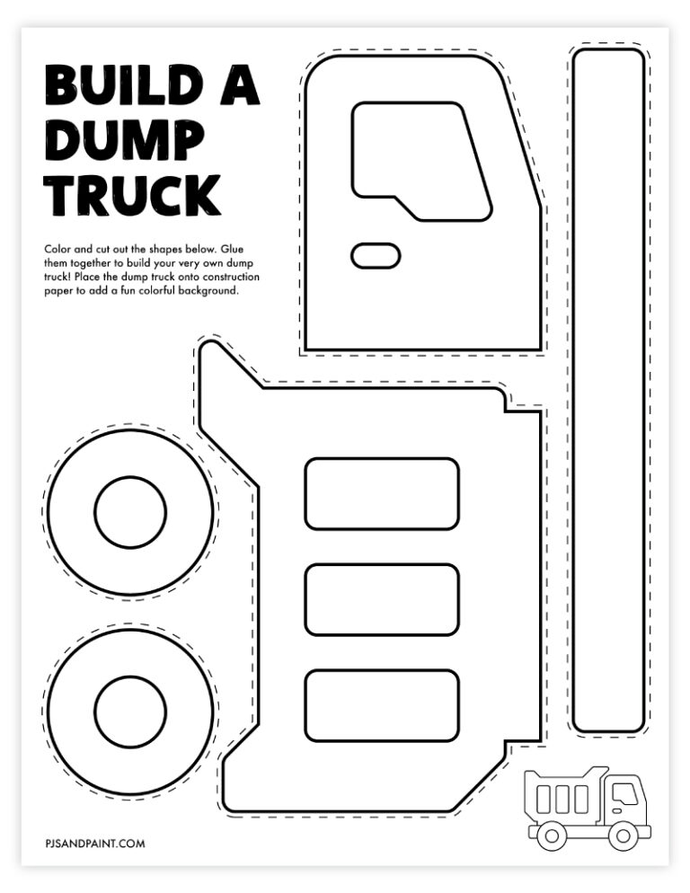 Free Printable Build a Dump Truck Craft - Pjs and Paint