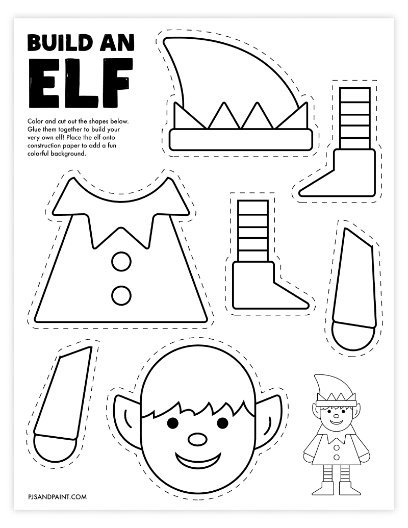 Free Printable Build an Elf Craft Pjs and Paint