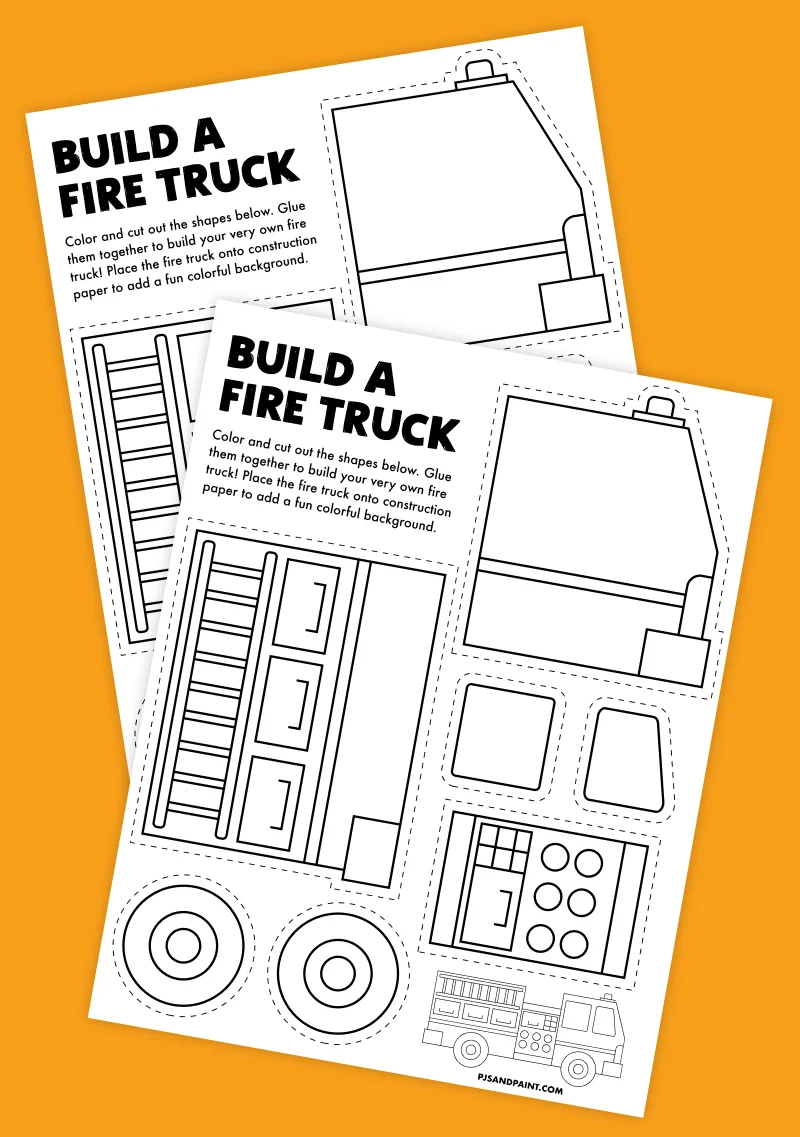 build a fire truck printable activity