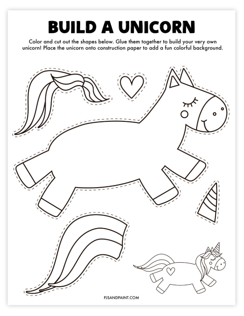 free printable build a unicorn