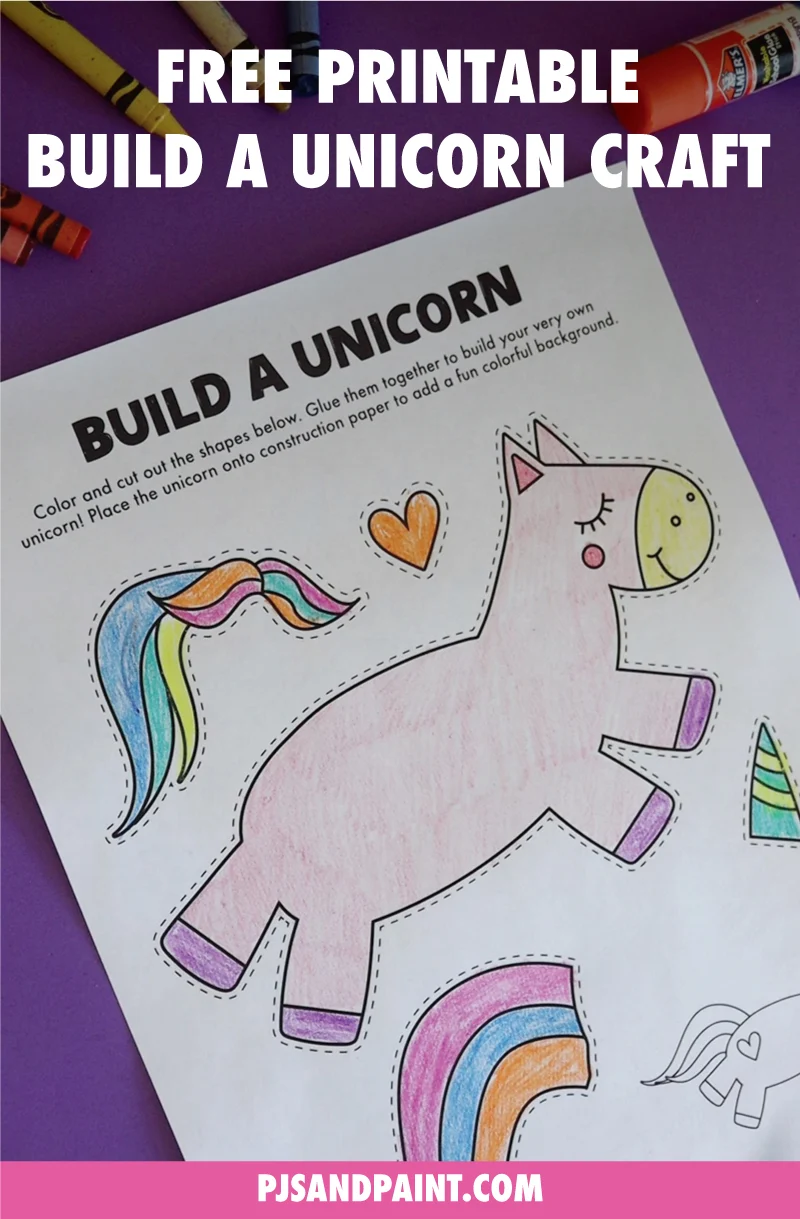 Free Printable Build a Unicorn Craft - Pjs and Paint