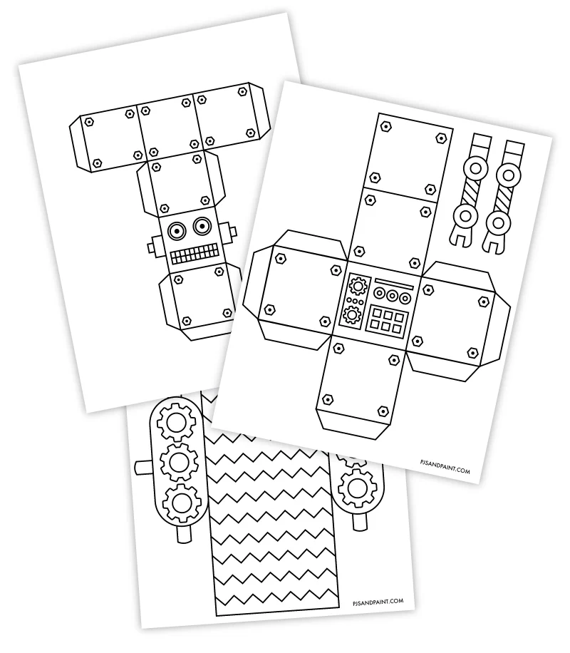 Printable Robots Stickers Paper craft