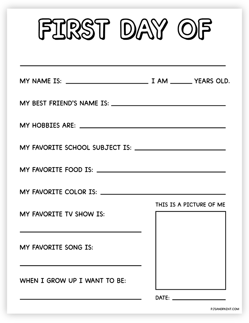 first day of school questionnaire
