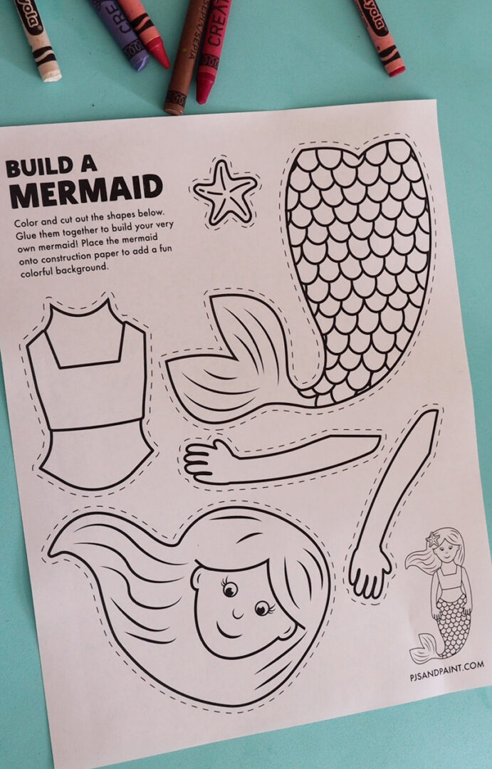 Free Printable Build a Mermaid Craft - Pjs and Paint