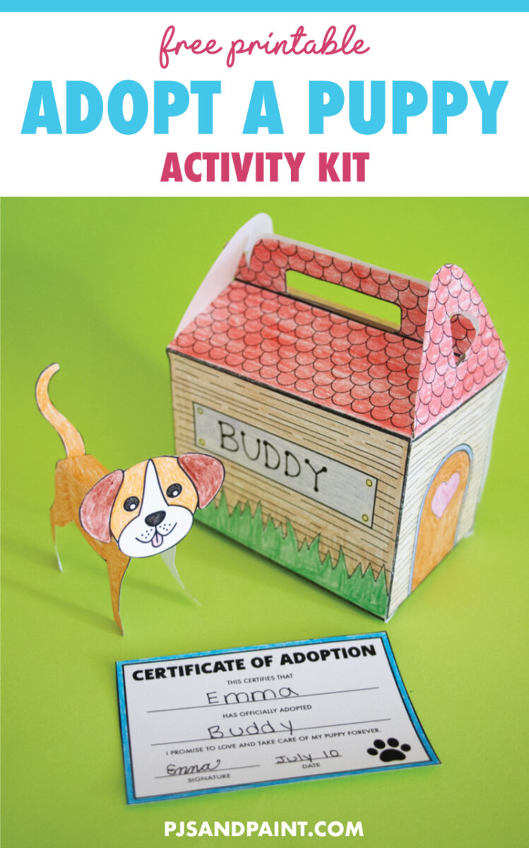 Free Printable Adopt a Puppy Activity Kit Pjs and Paint