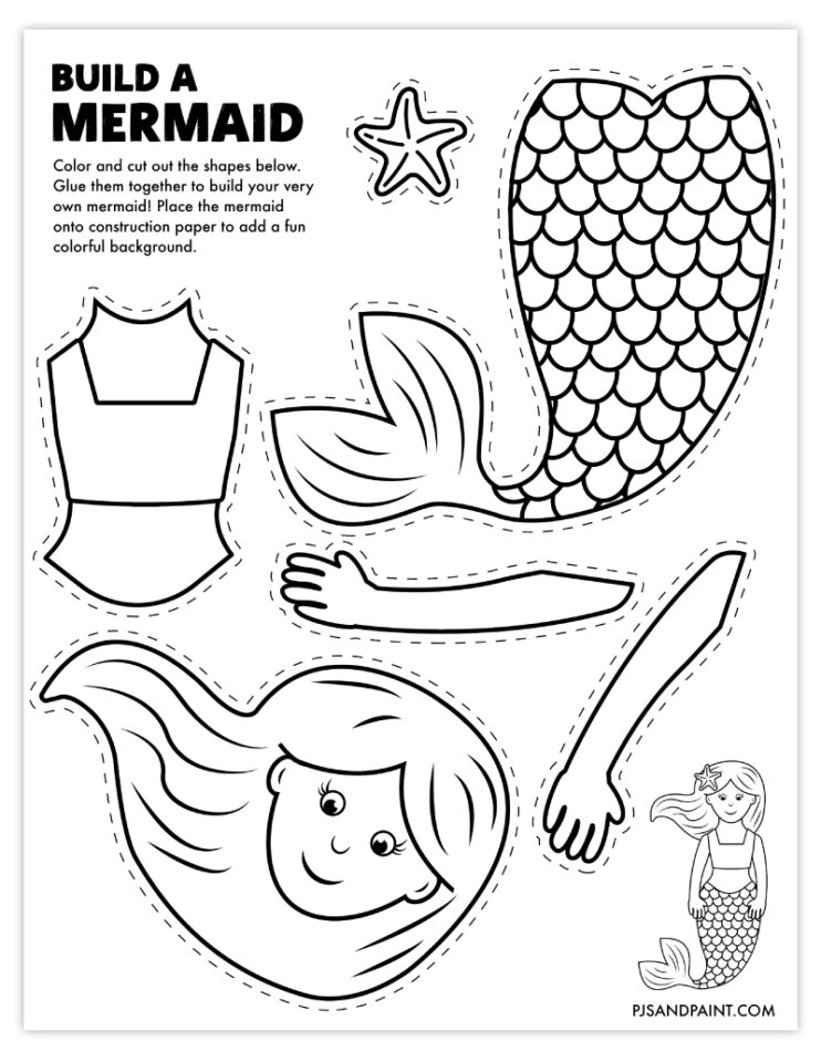 Free Printable Build A Mermaid Craft Pjs And Paint