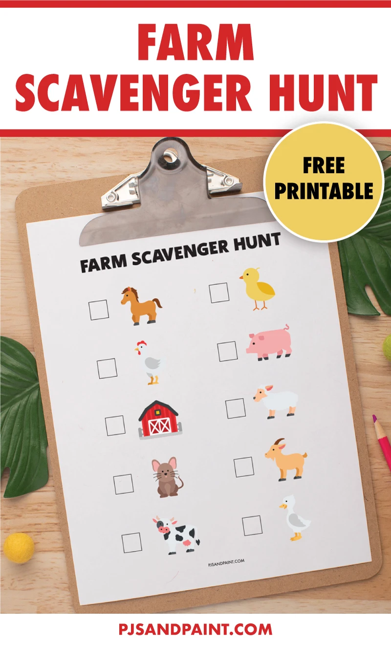 free printable farm scavenger hunt