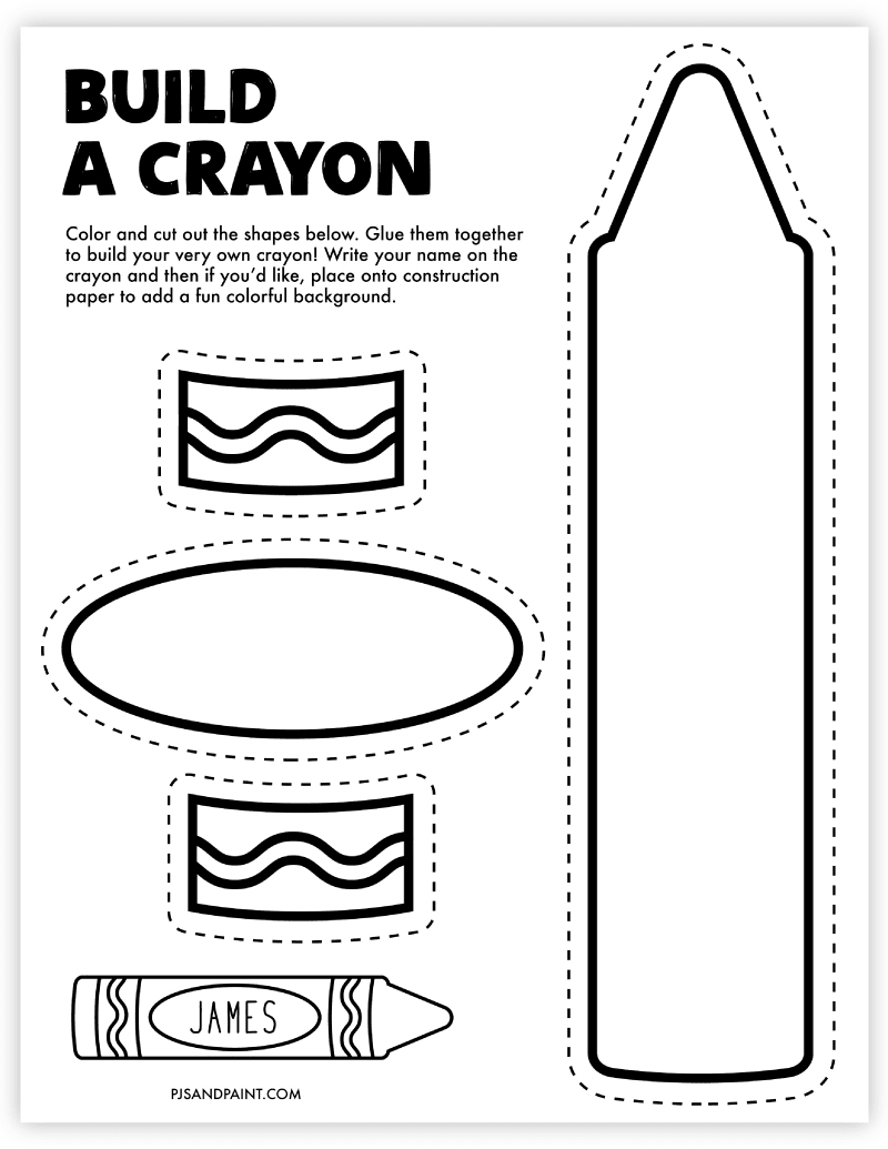 Free Printable Build a Crayon Craft - Pjs and Paint