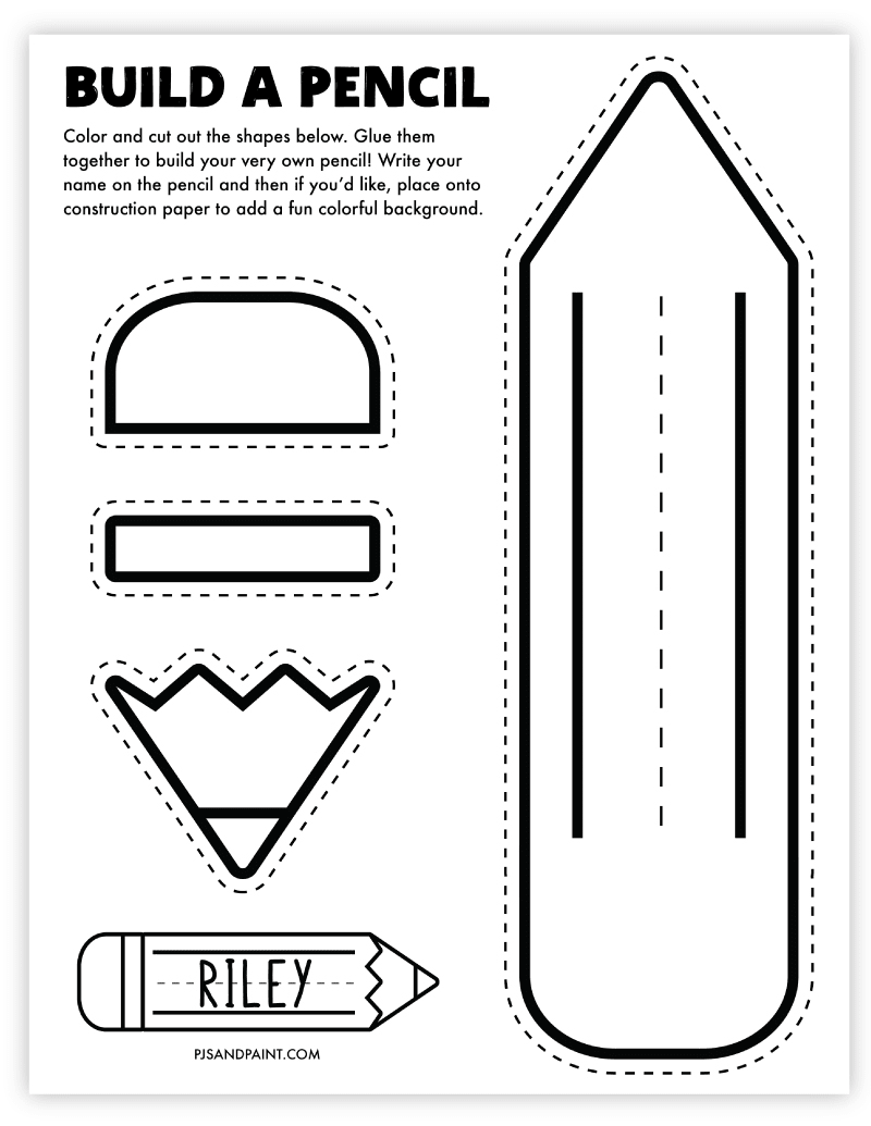 Free Printable Build a Pencil Craft - Pjs and Paint