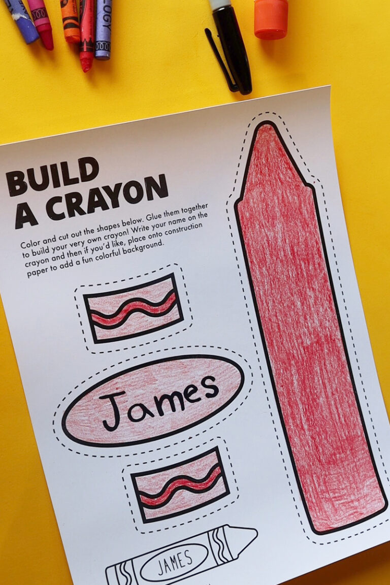 Free Printable Build a Crayon Craft Pjs and Paint