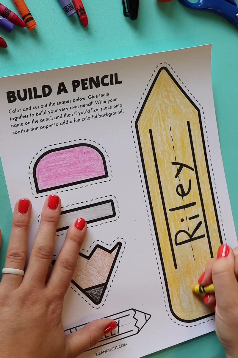 Free Printable Build a Pencil Craft - Pjs and Paint