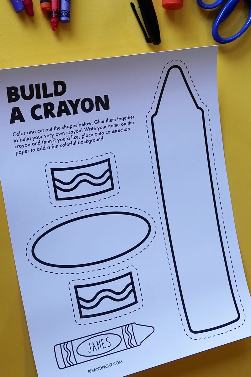 Free Printable Build a Crayon Craft - Pjs and Paint