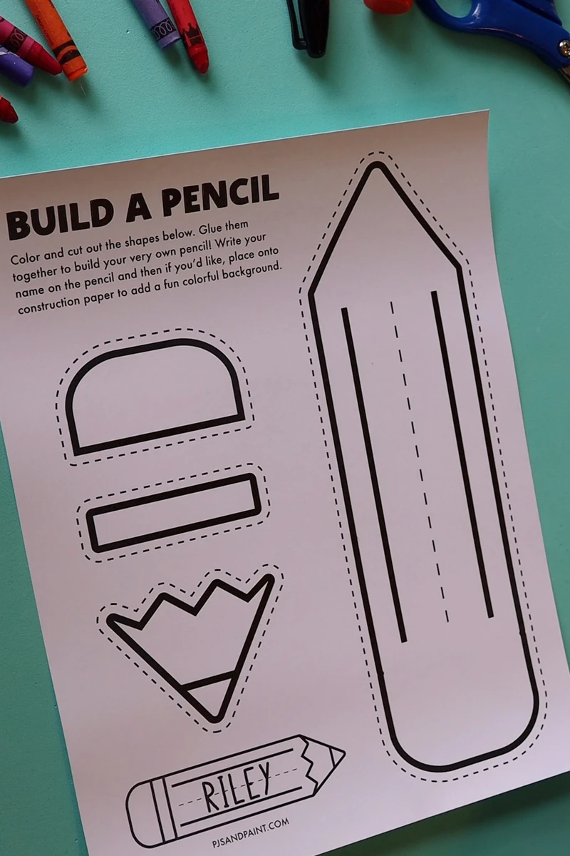 Free Printable Build a Pencil Craft - Pjs and Paint